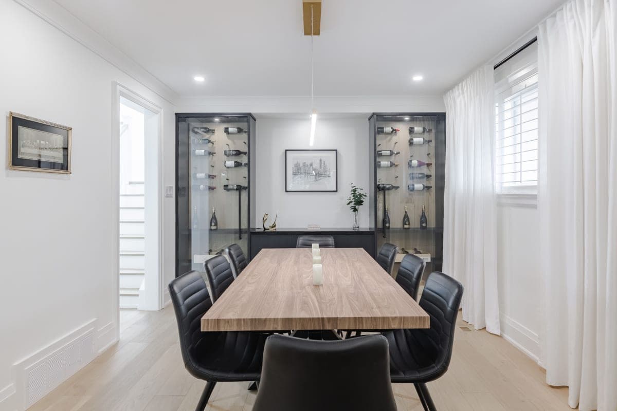 Open dining room remodel connected to updated kitchen