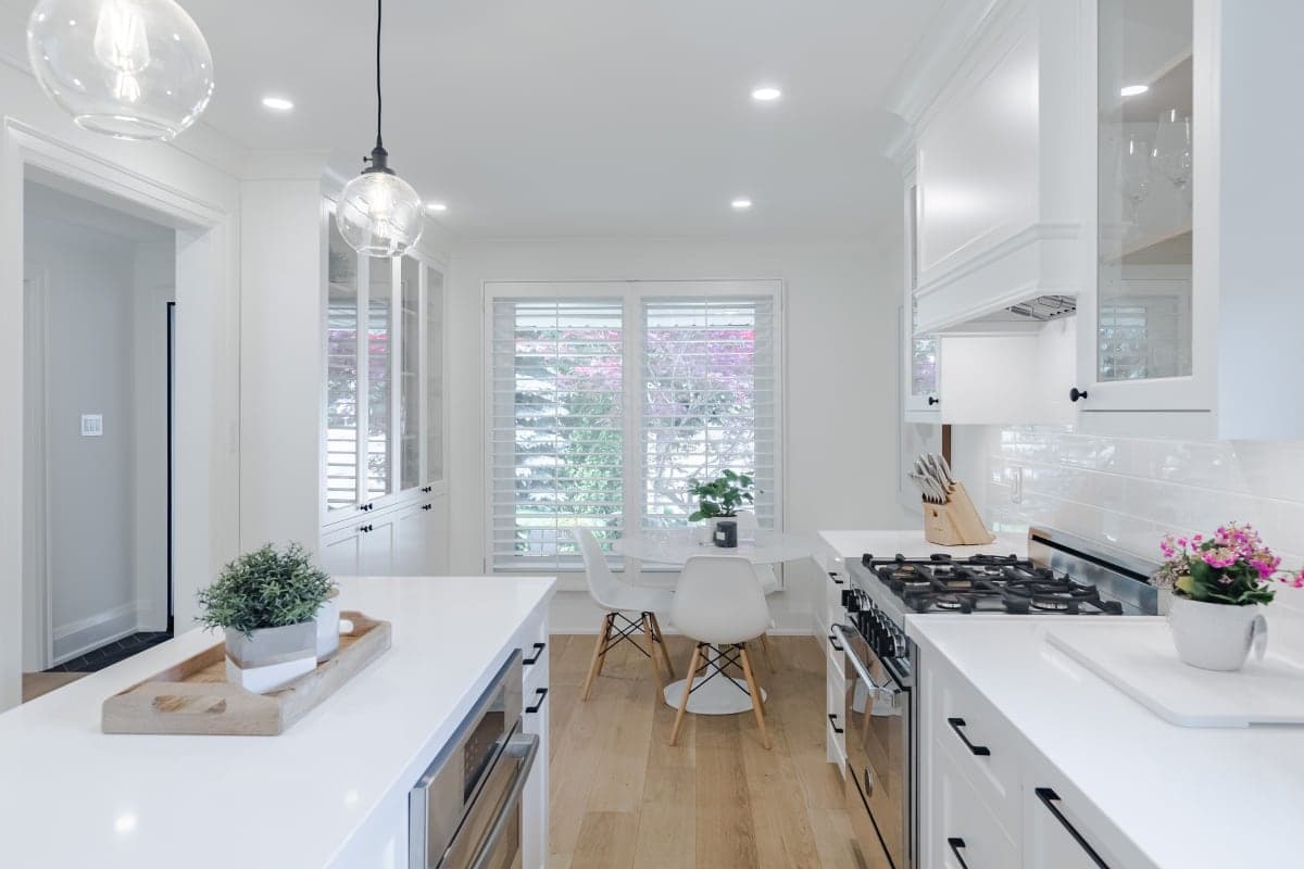 Kitchen renovation with quartz countertops and new flooring