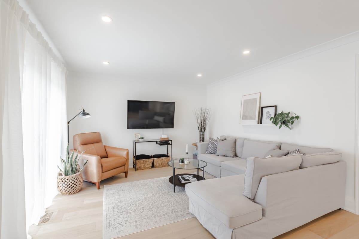 Renovated living and dining area with open layout