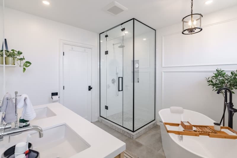 Full bathroom renovation with custom tile work by Pavcon
