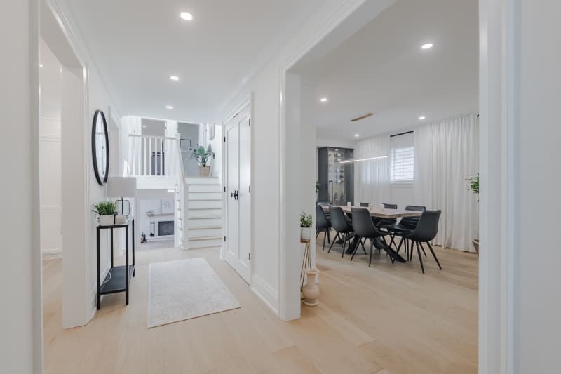Entryway remodel with custom built-in storage