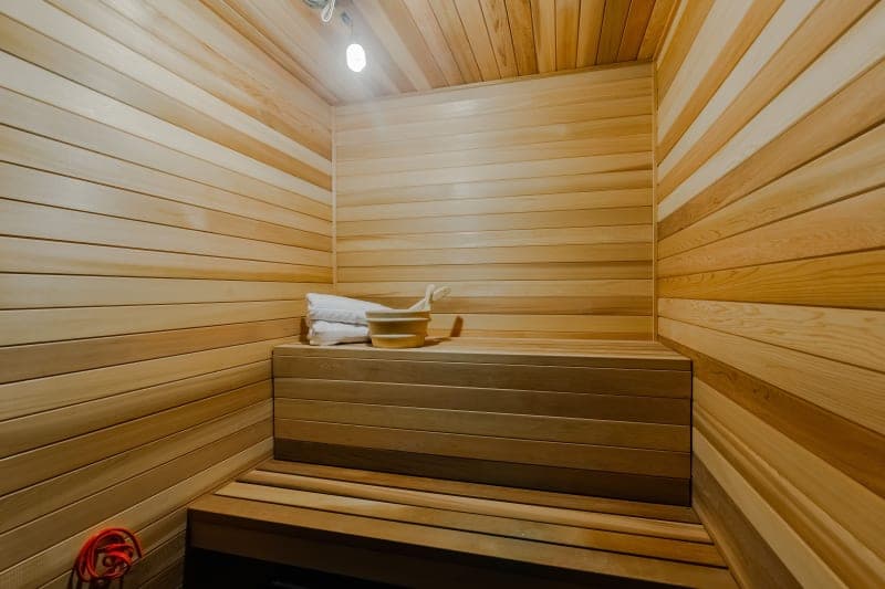 Custom cedar sauna installation by Pavcon Homes