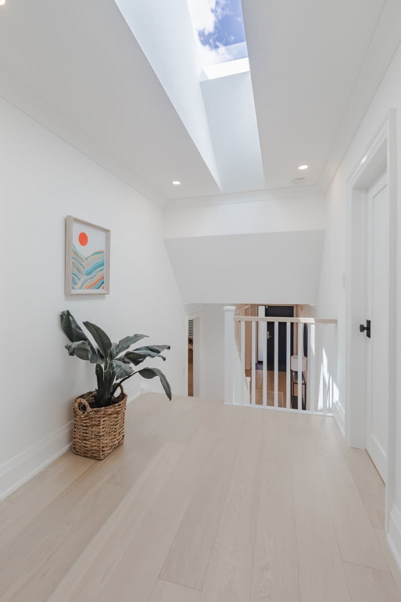 Skylight installation bringing natural light into renovated space